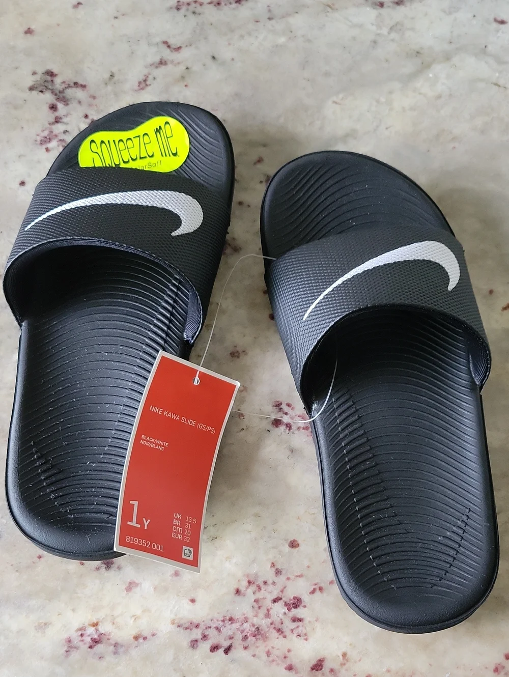 Nike Kids Black Slide Sandals with White Swoosh